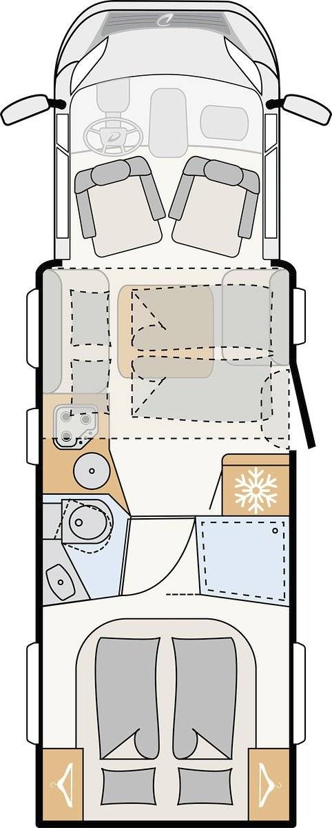 Couchages Dethleffs Trend T 7057 EB - Yescapa
