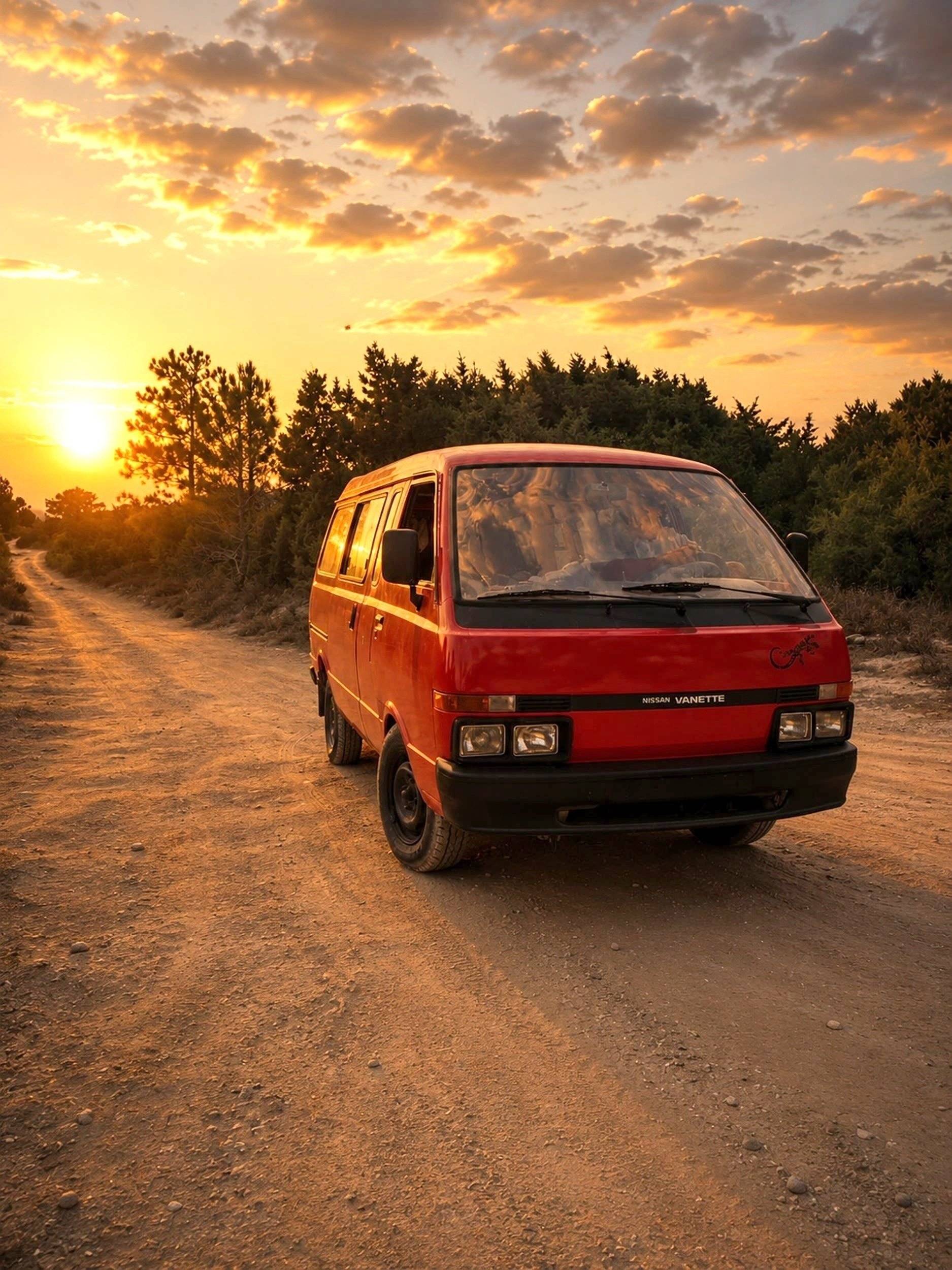 Vue avant de 3/4 Nissan Vanette - Yescapa