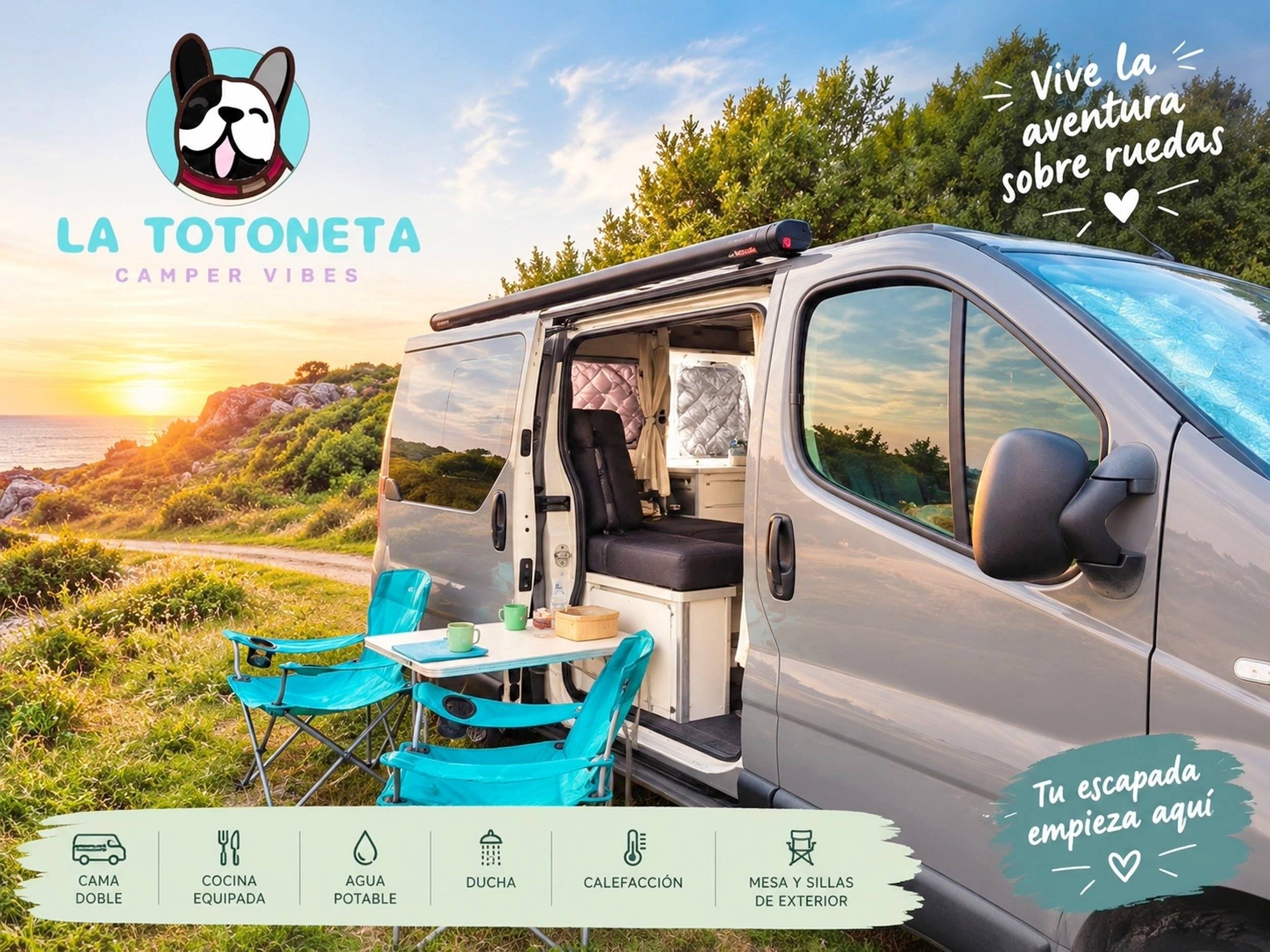 Vista frontale a ¾ Renault trafic II 1.9 Dci 100cv - Yescapa