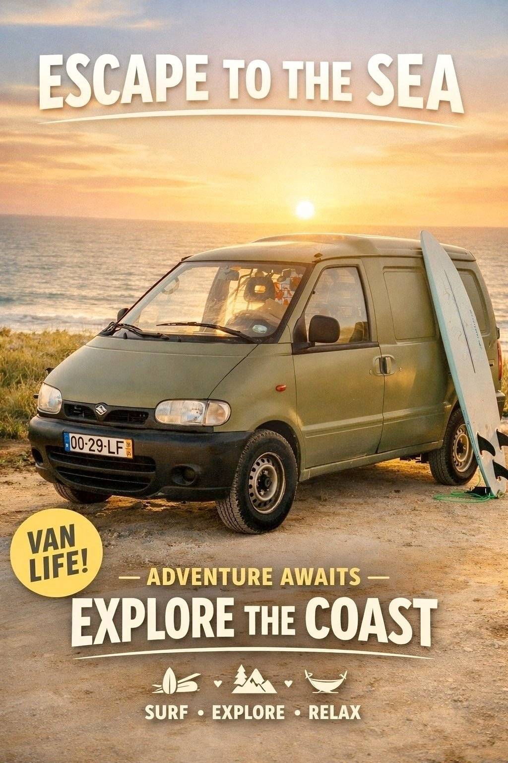 Vista frontale a ¾ Nissan Vanette - Yescapa