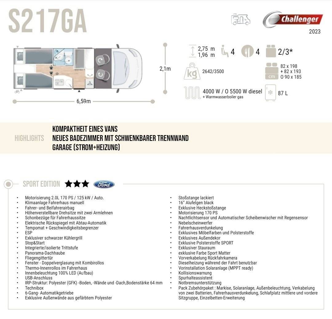 Challenger S 217 GA Sport Edition