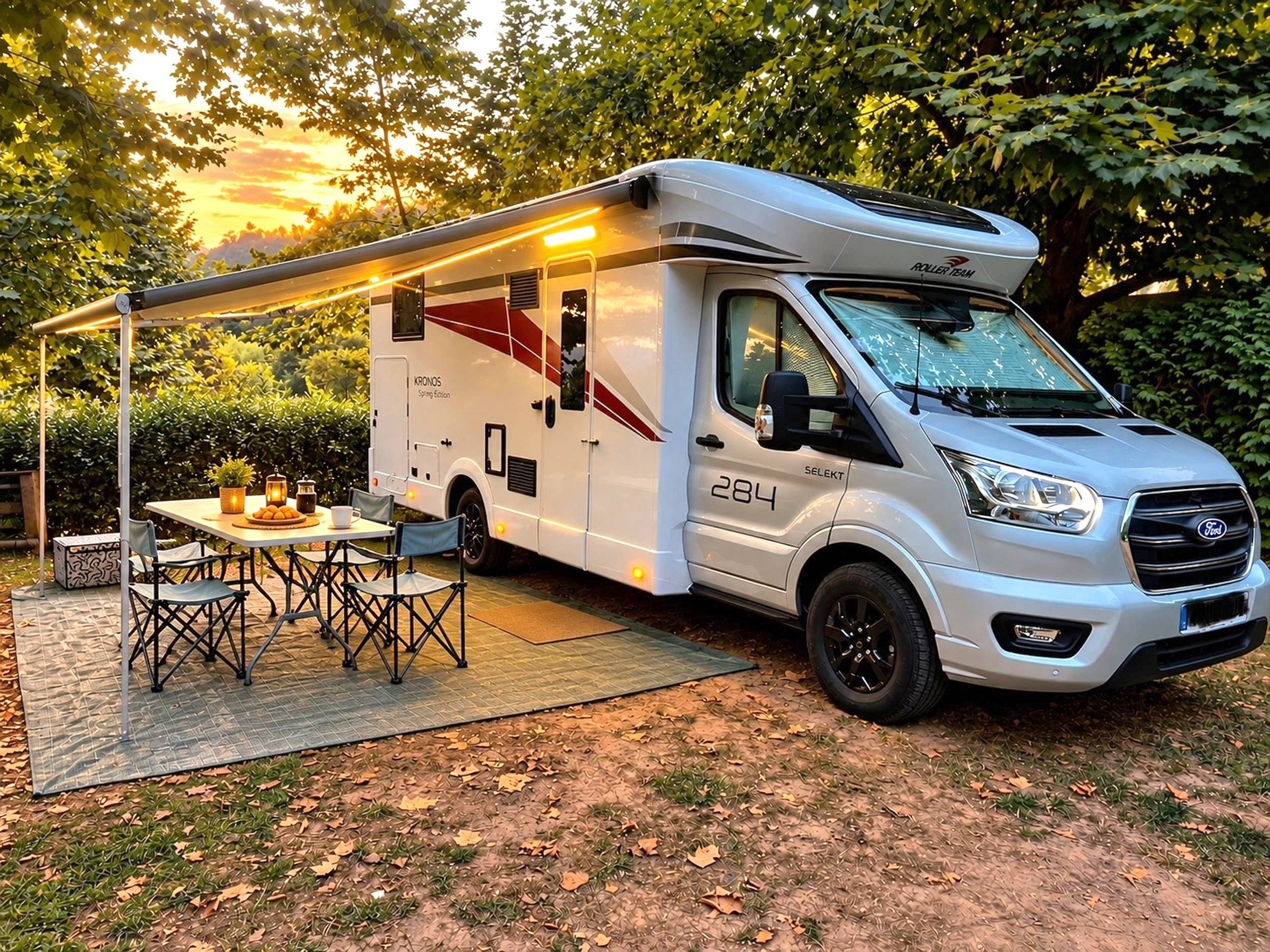 Vista frontale a ¾ Ford Transit 2,0 l 170 ch - Yescapa