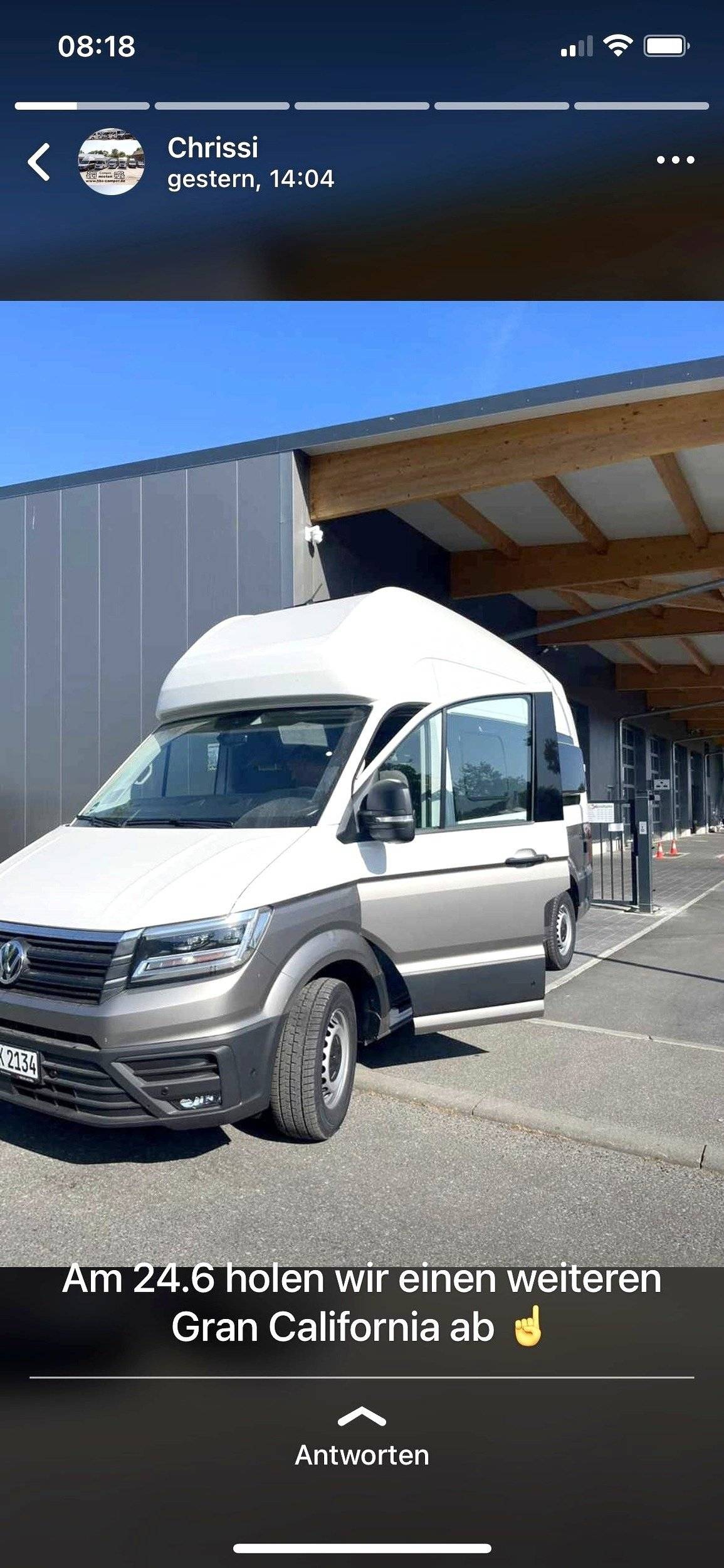 Front view from 3/4 Volkswagen Grand California 600 - Yescapa
