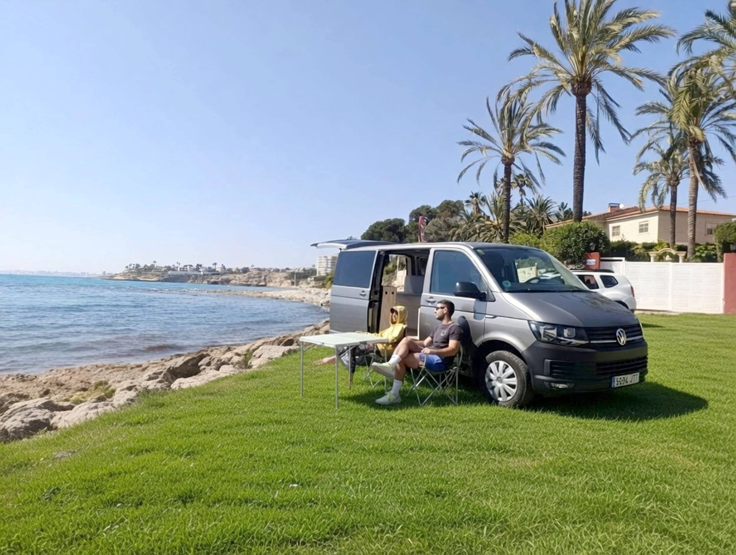 Vue avant de 3/4 Volkswagen Transporter T5 2 l 102 ch - Yescapa
