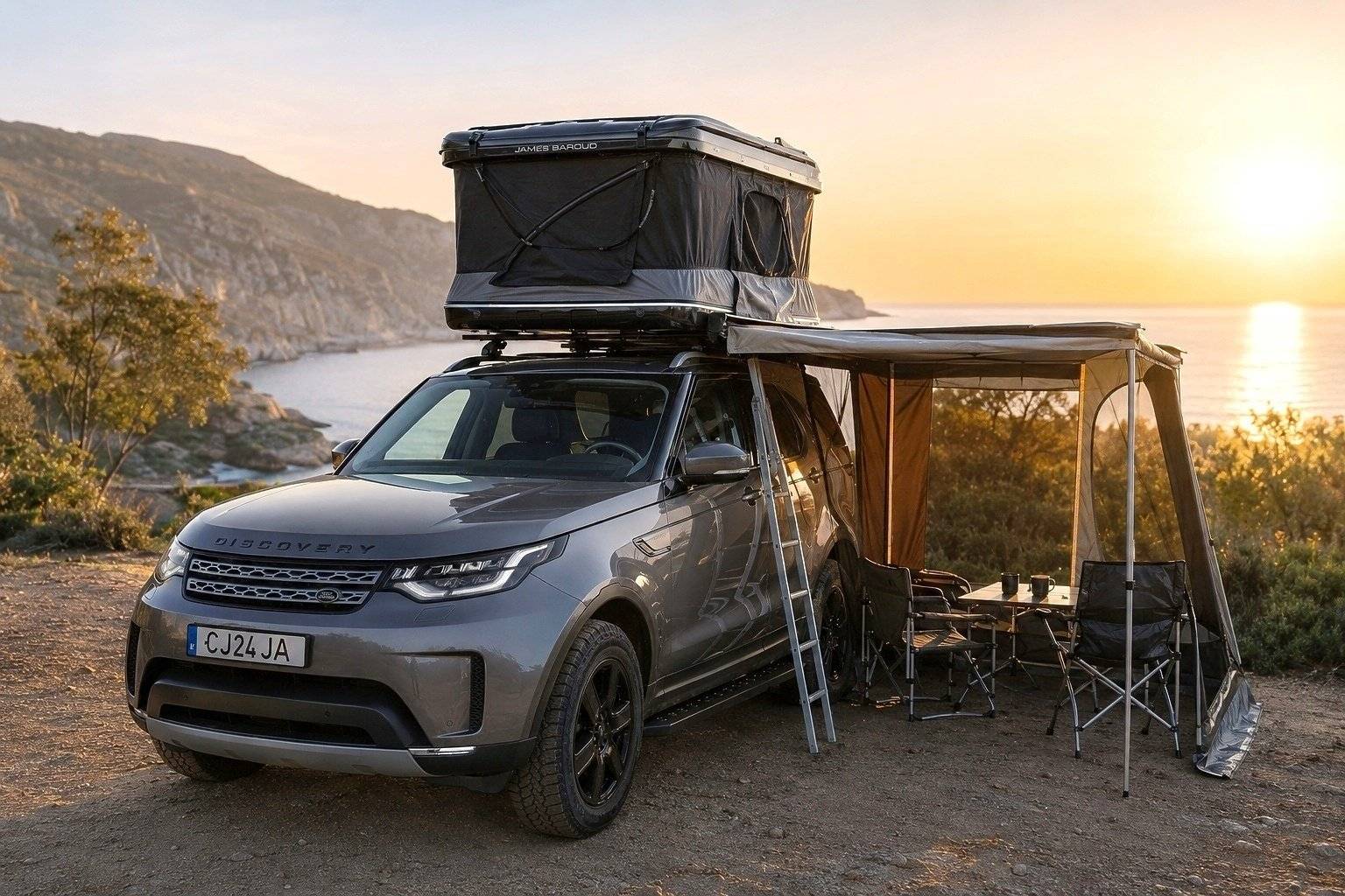 Vista del vehículo ángulo delantero Land Rover Discovery 5 - Yescapa