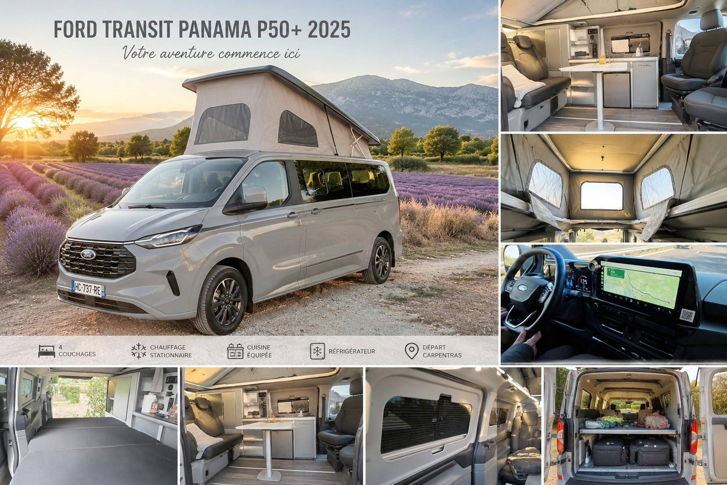 Front view from 3/4 Ford Transit custom 2,0l 170 cv - Yescapa
