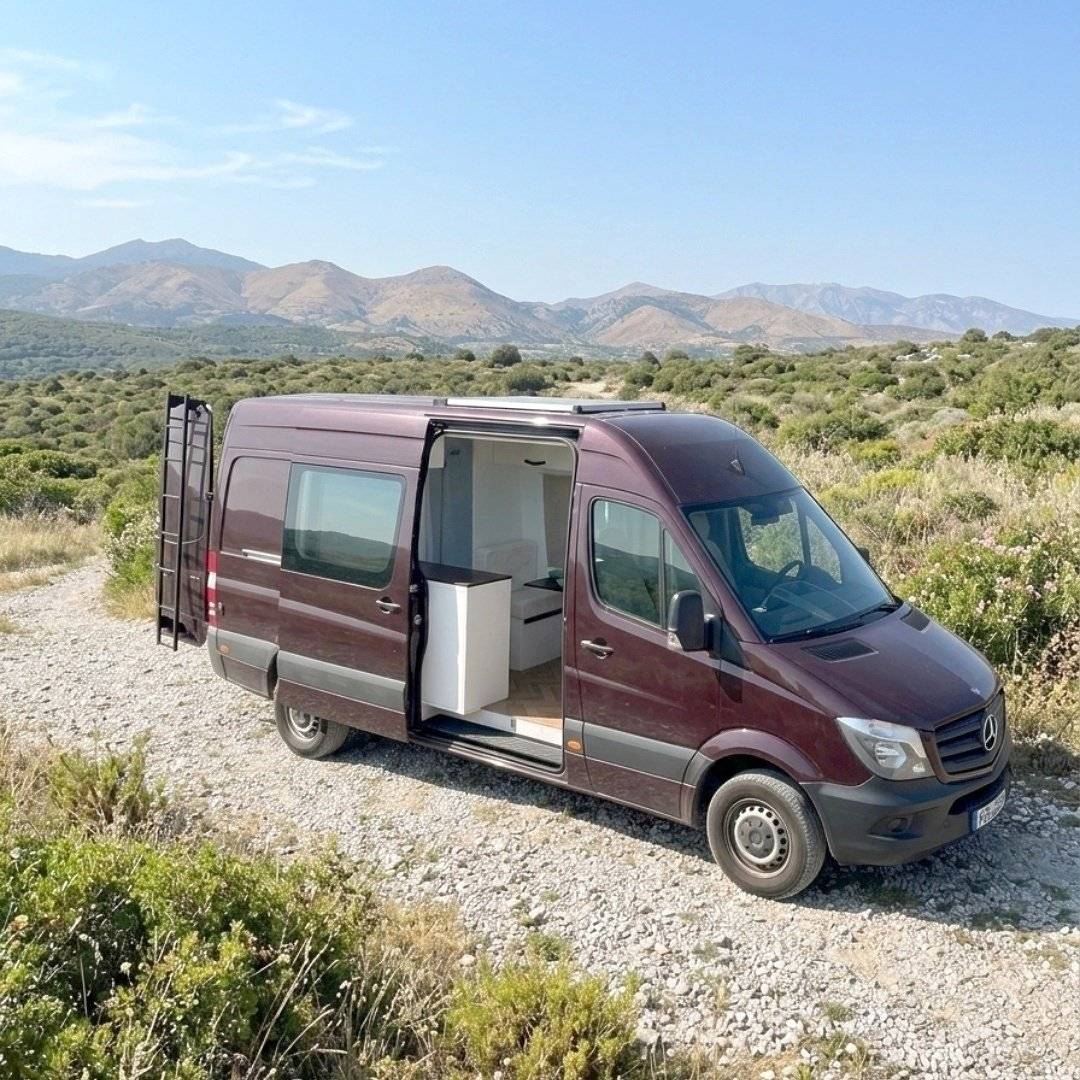 Vista frontale a ¾ Mercedes Sprinter 2,14 l 163 ch - Yescapa