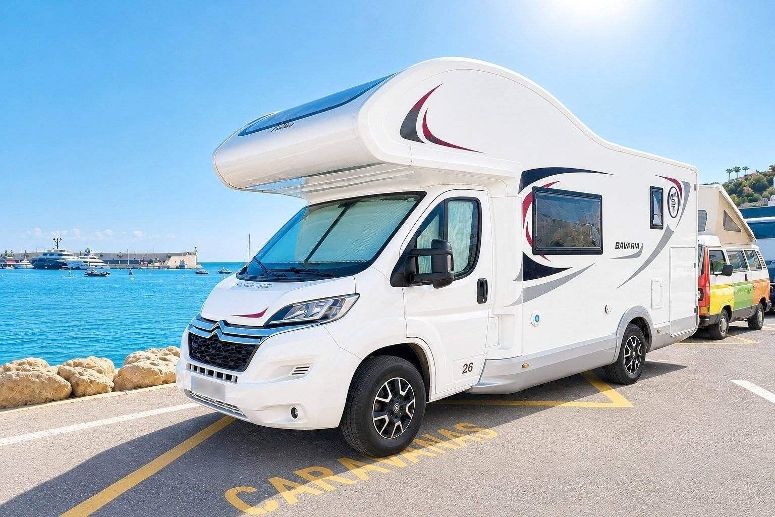 Vista frontale a ¾ Citroën Jumper 3,0 l 177 ch - Yescapa