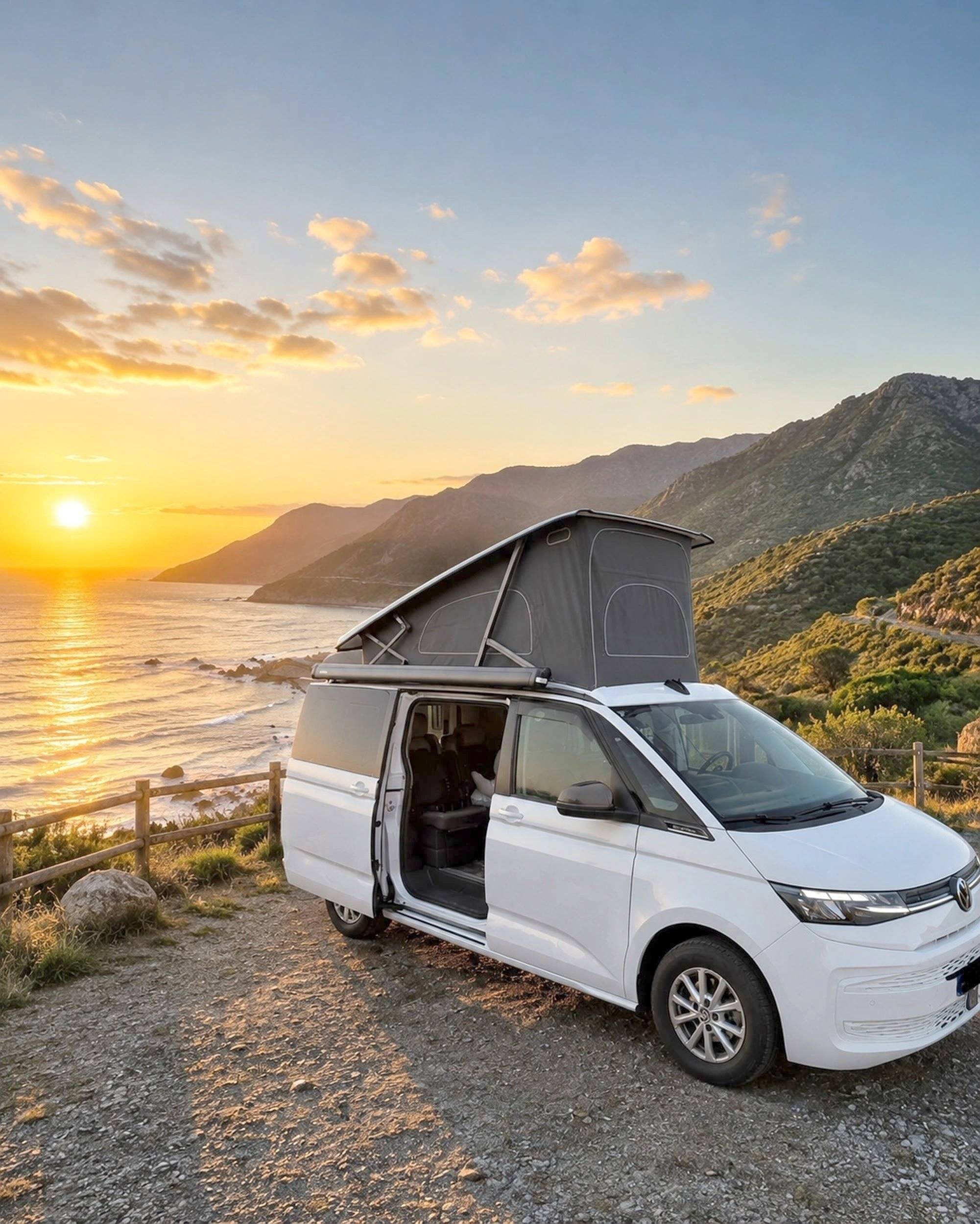 Vue avant de 3/4 Volkswagen T7 California Ocean - Yescapa