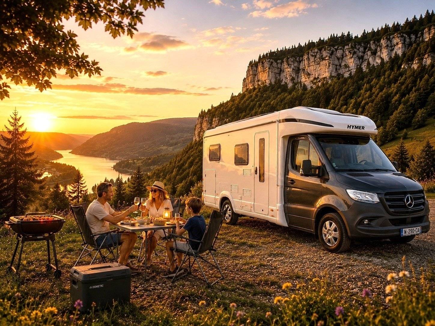 Vue avant de 3/4 Mercedes Tramp S - Yescapa