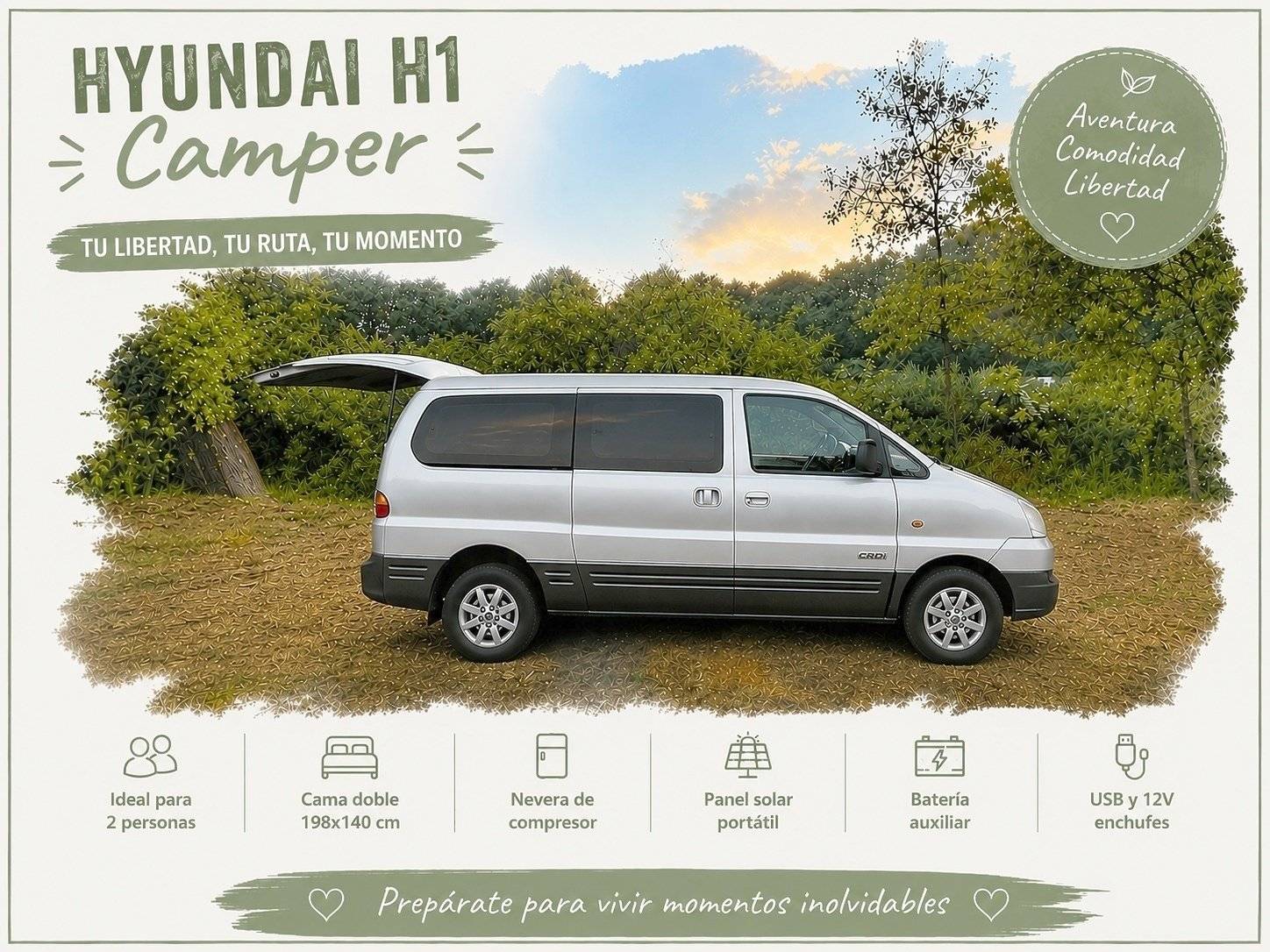 Vista frontale a ¾ Hyundai H1 - Yescapa
