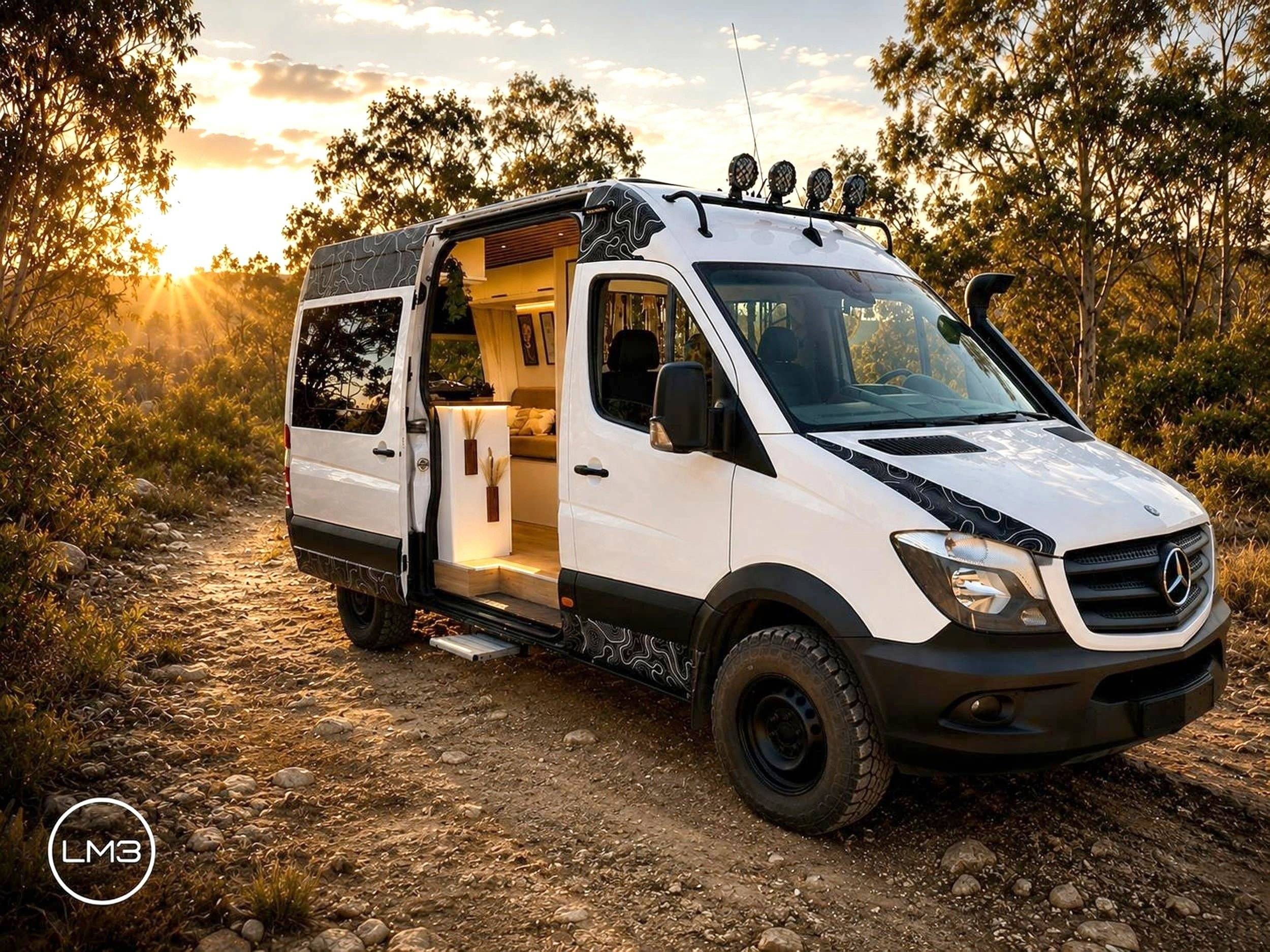 Vista del vehicle angle davanter Mercedes Sprinter - Yescapa