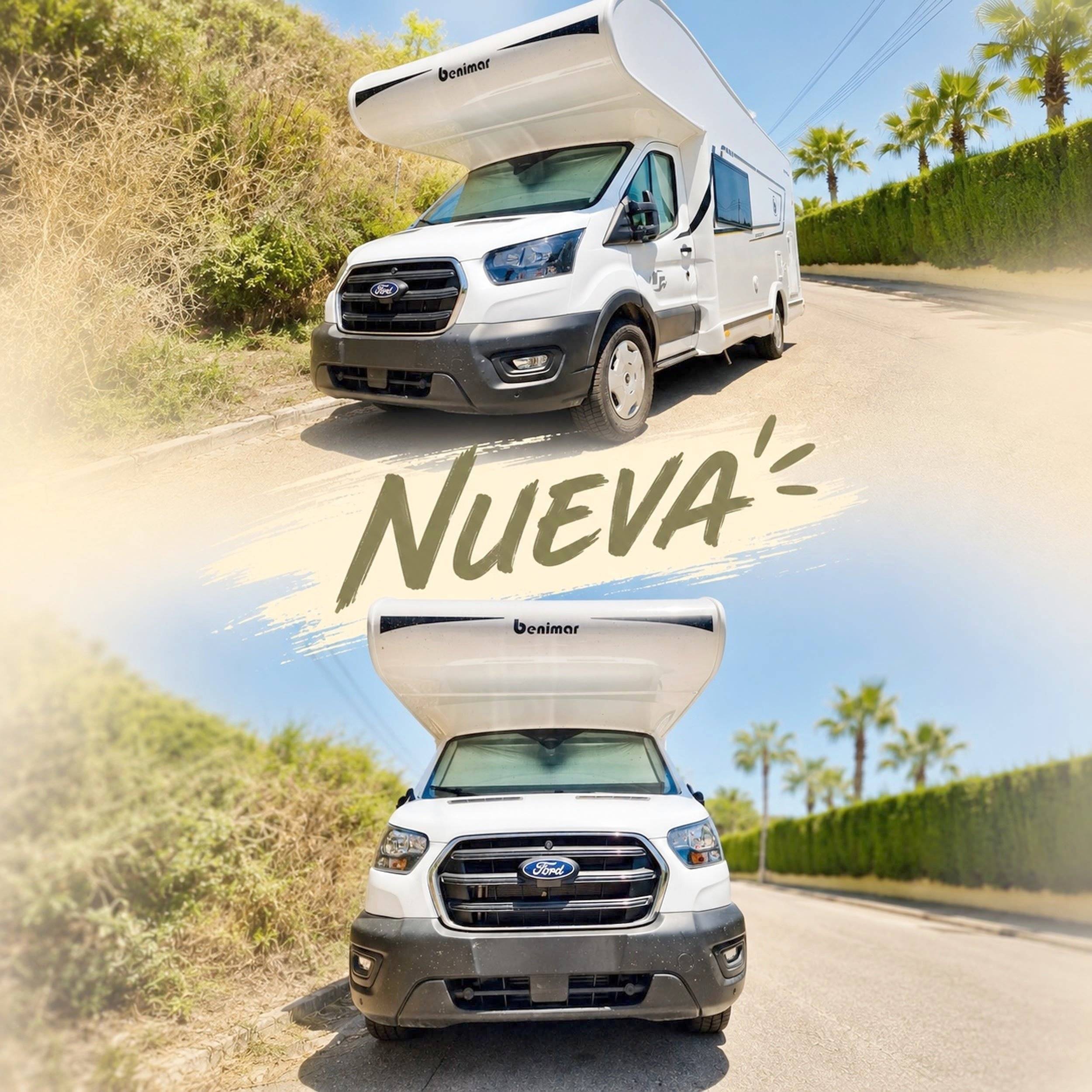 Vista frontale a ¾ Ford FORD  TRANSIT EURO 6 2L TDCI  130 ch - Yescapa