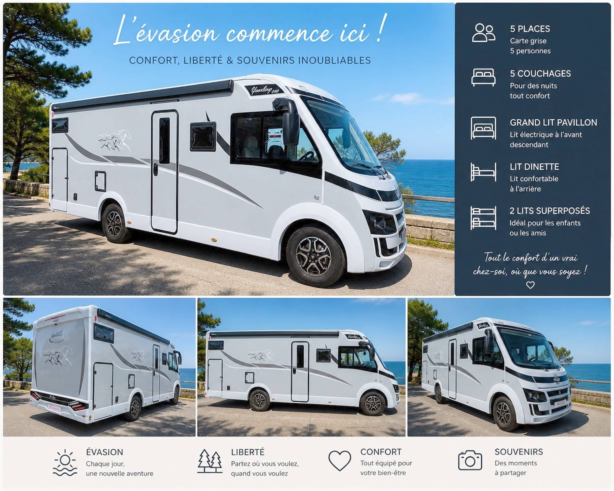 Front view from 3/4 Fiat Fiat Ducato 2.2L MTJ 140 CH - Yescapa