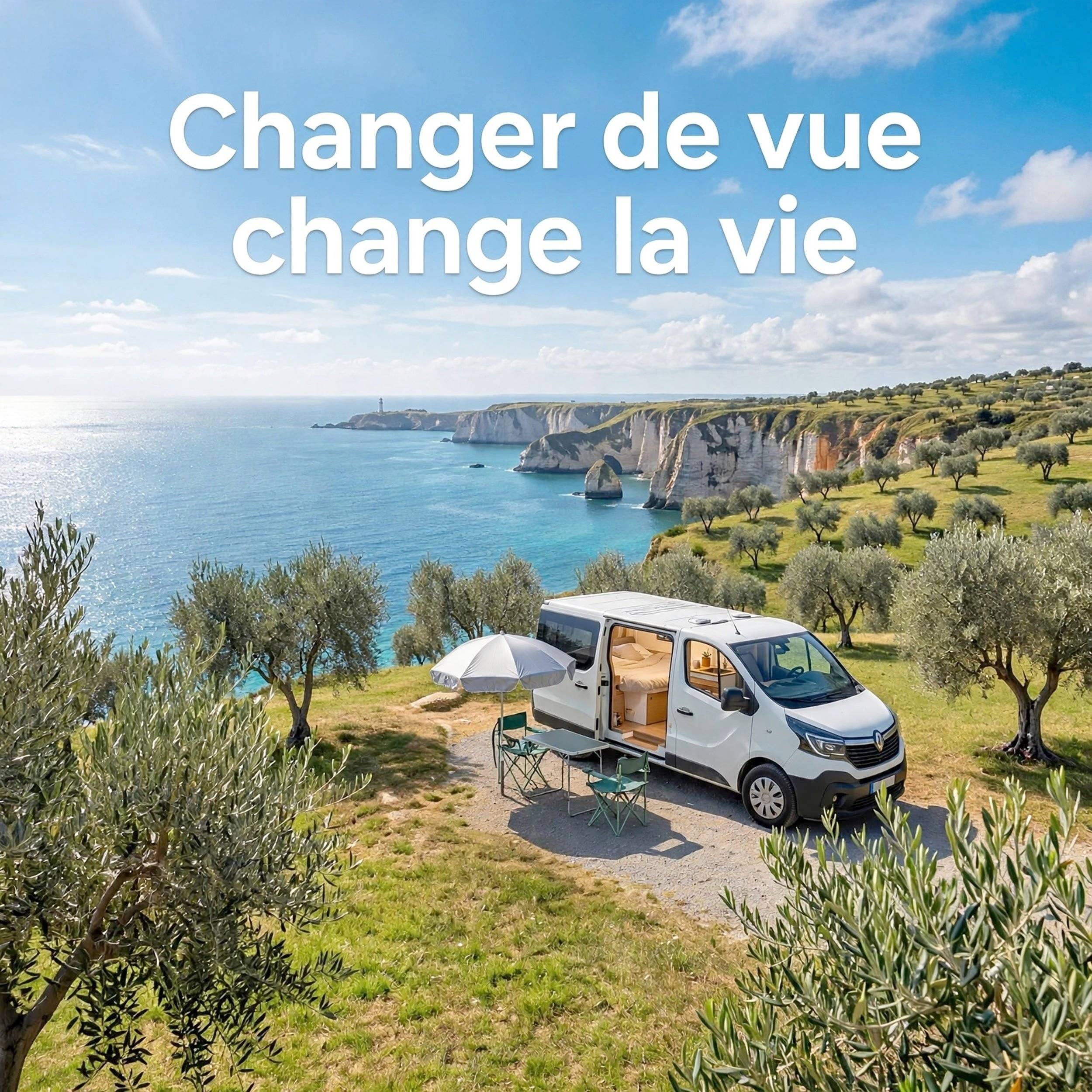 Vue avant de 3/4 Renault Trafic 1,6 l 115ch - Yescapa