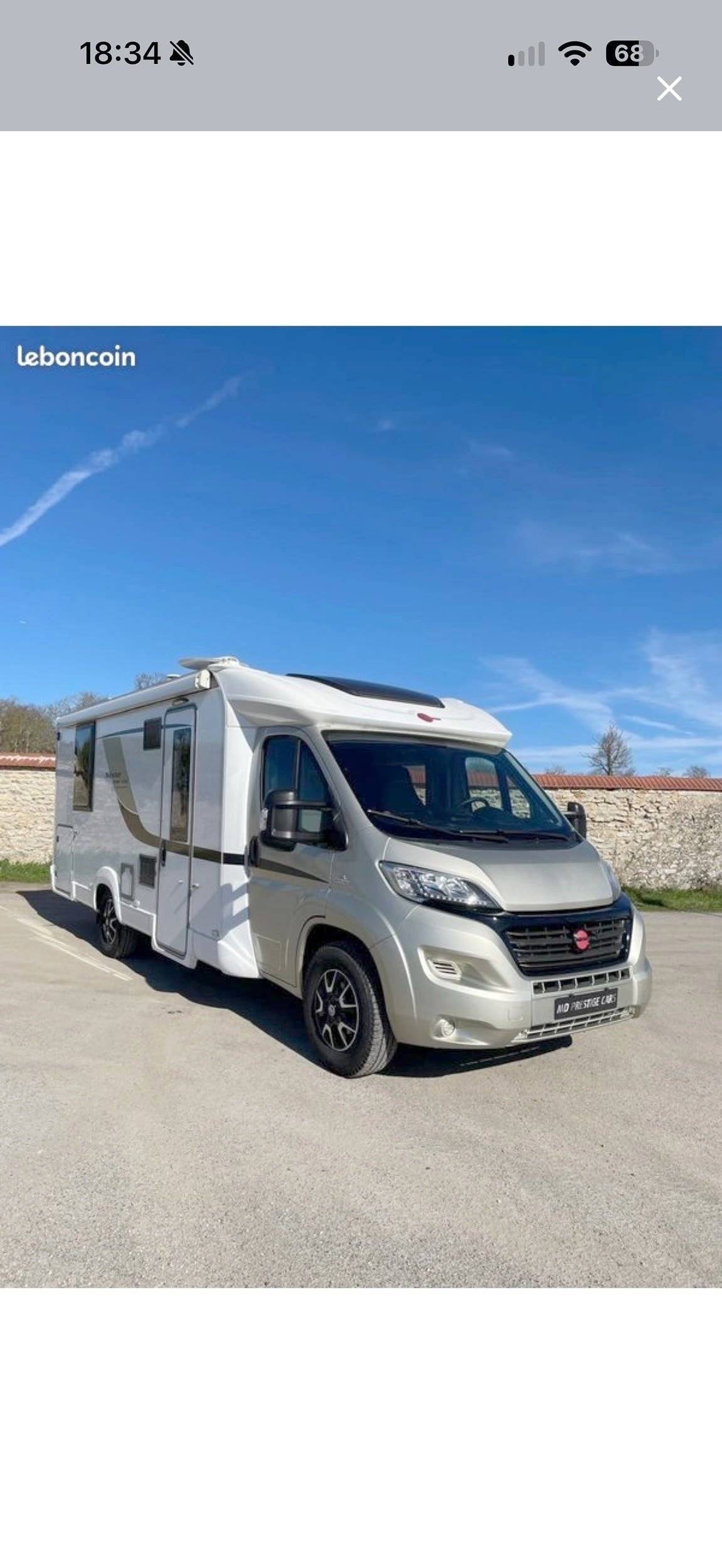 Vista frontale a ¾ Fiat 2,3 l 130 ch. - Yescapa