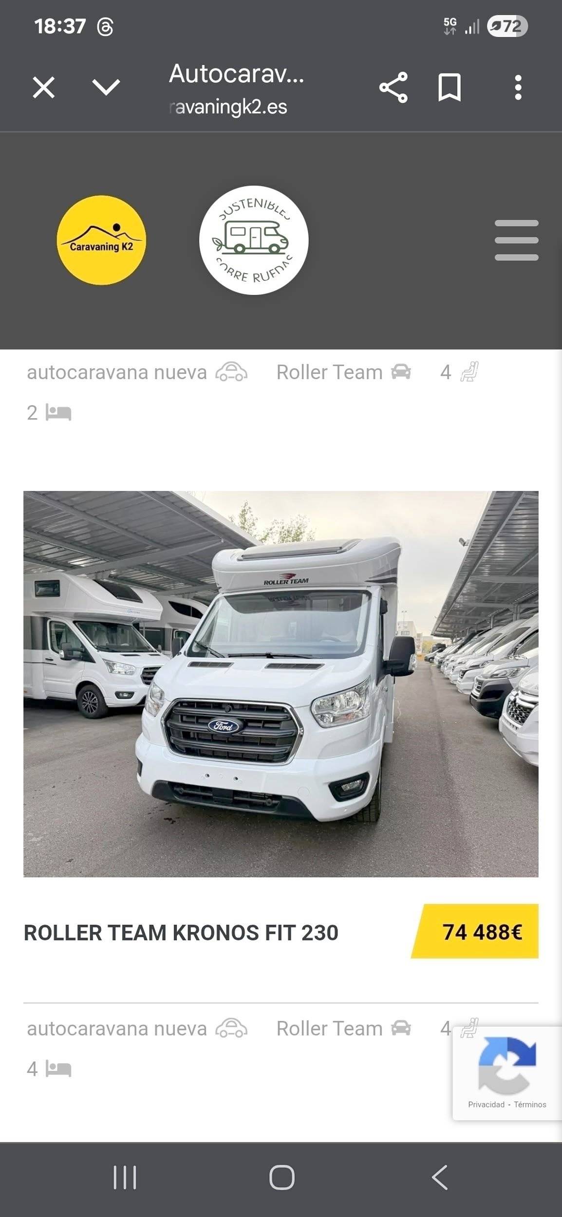 Front view from 3/4 Ford - Yescapa