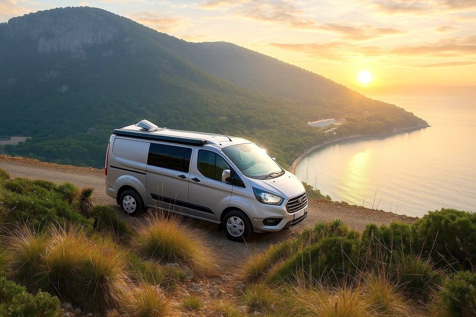 Front view from 3/4 Ford Transit Custom 2,0 l 130 ch - Yescapa