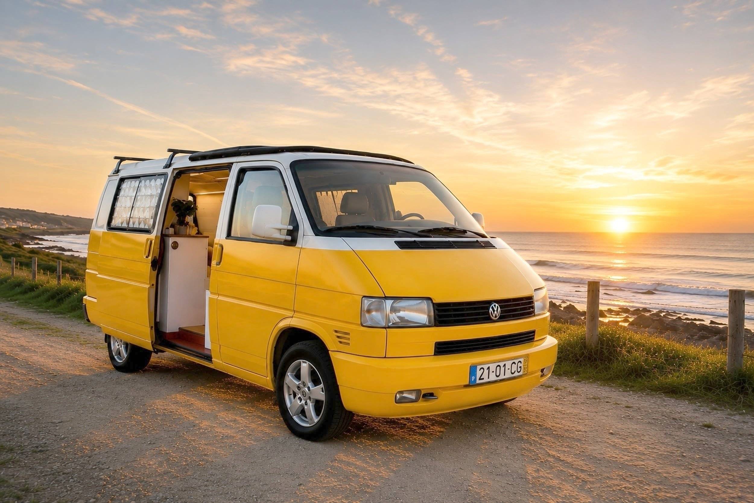 Front view from 3/4 Volkswagen Volkswagen Transporter T4 - Yescapa