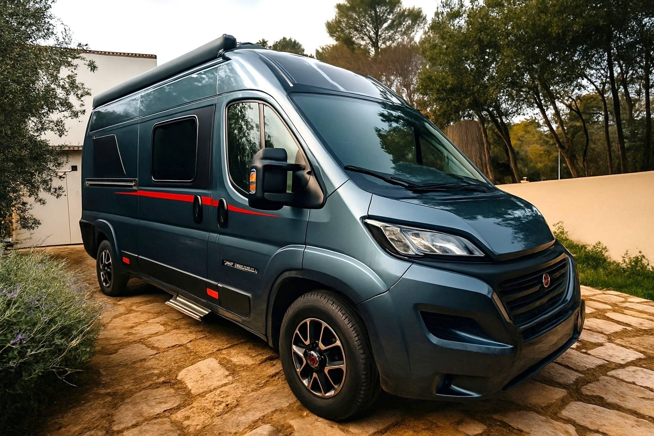 Vue avant de 3/4 Fiat ADRIA - Yescapa