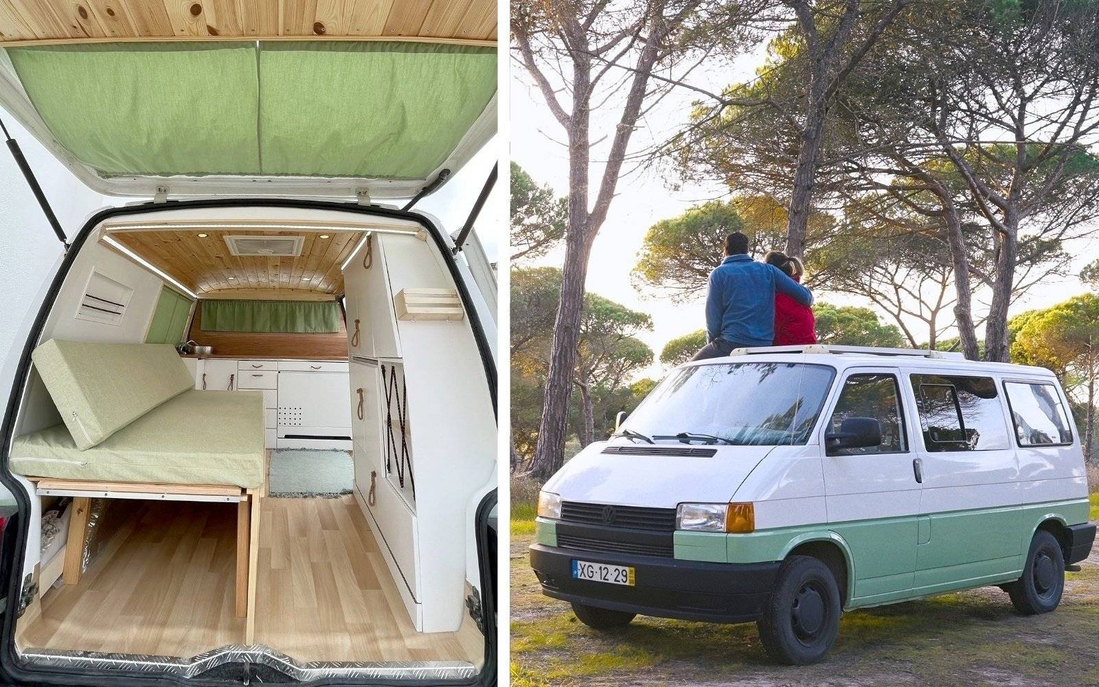 Vista frontale a ¾ Volkswagen Transporter T4 - Yescapa