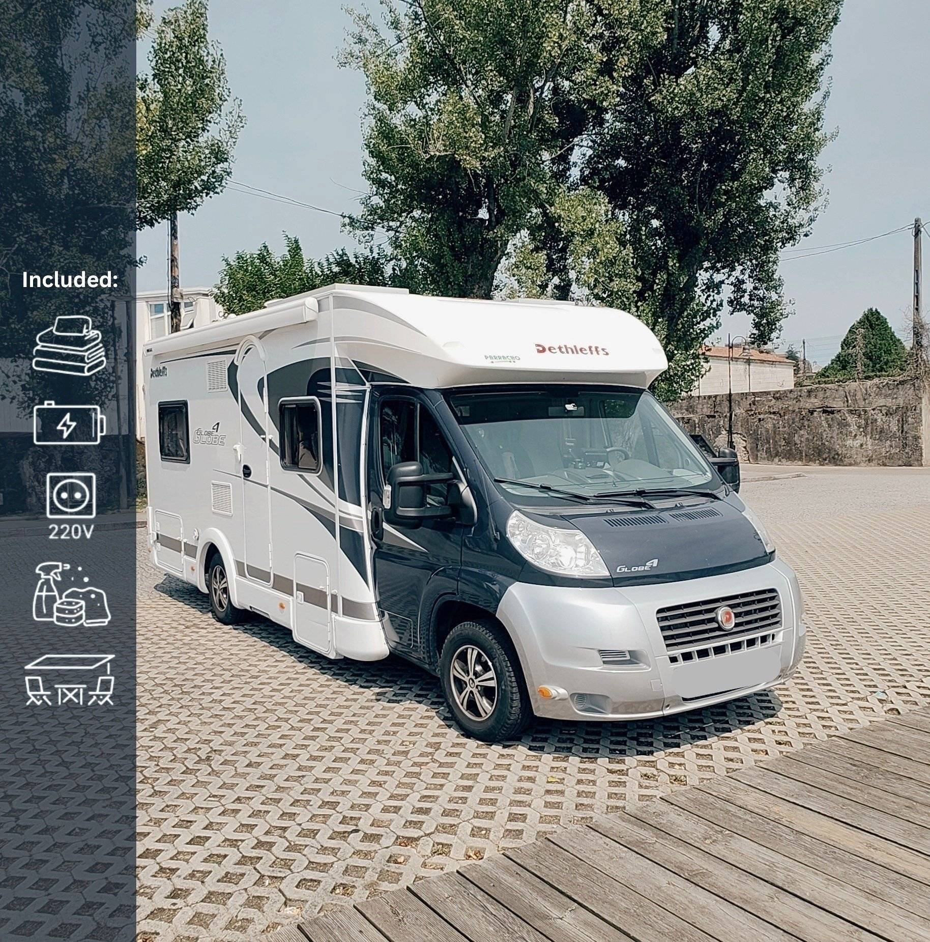 Voorkant 3/4 Fiat Fiat 2,3 l 130 ch. - Yescapa