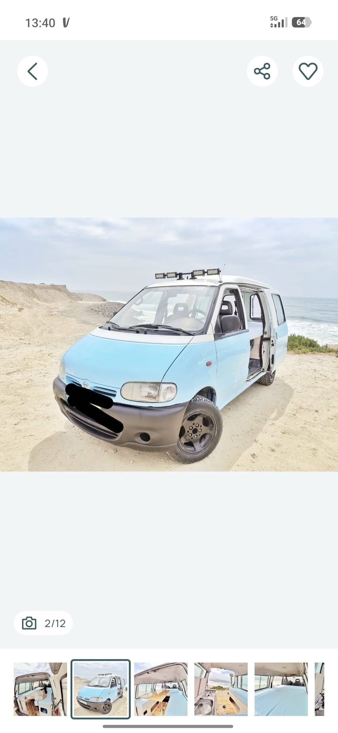 Vista del vehículo ángulo delantero Nissan Vanette - Yescapa