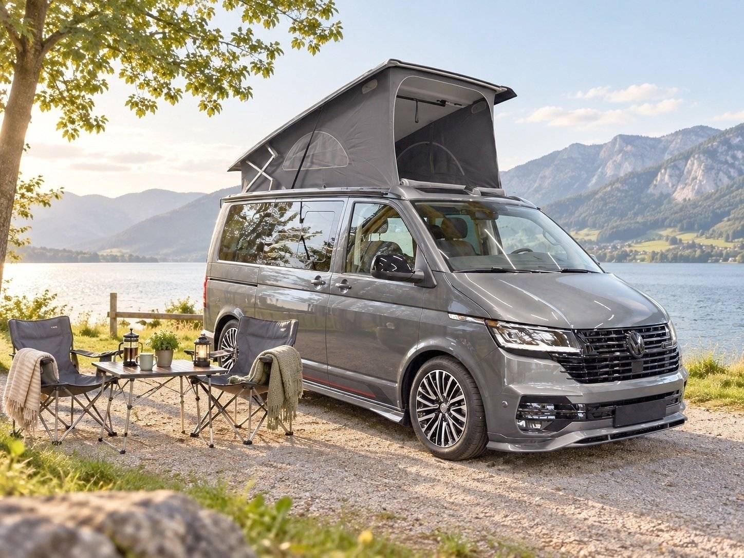 Vista de 3/4 Volkswagen T6.1 long 150 ch - Yescapa