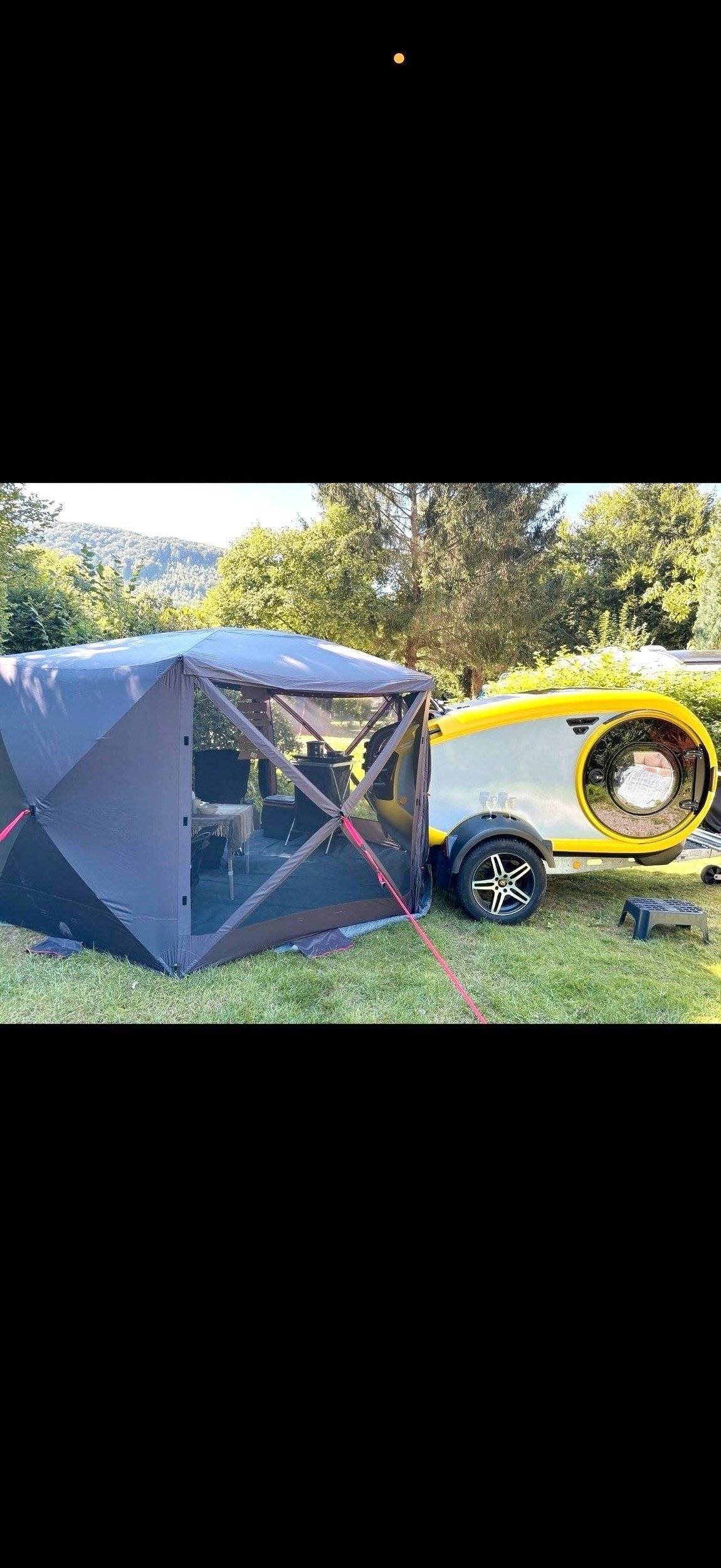 schräge Vorderansicht Mercedes 207 D - Yescapa