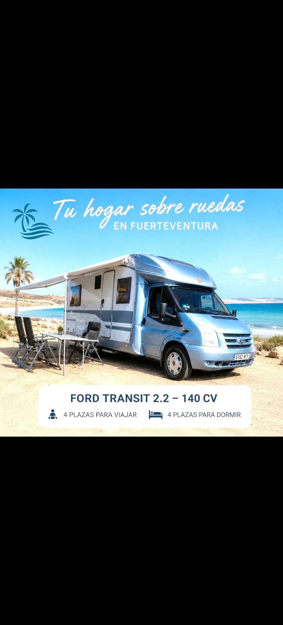 Vista frontale a ¾ Ford Transit 2,2l TDCi 140 ch. - Yescapa