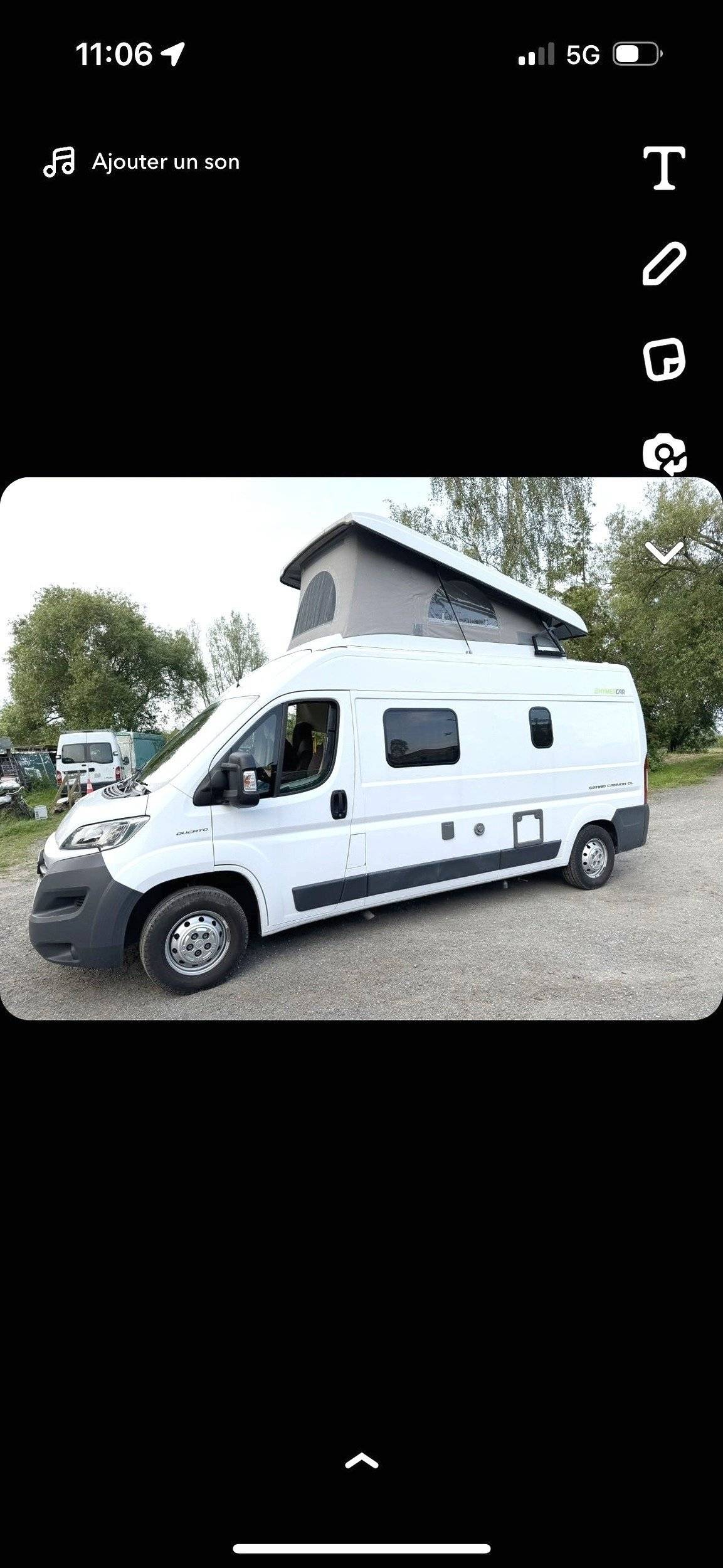 Voorkant 3/4 Fiat 2,3 l 130 ch - Yescapa