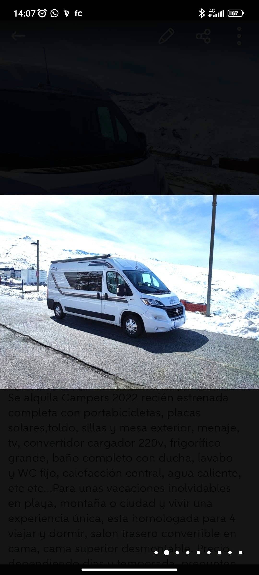 Vue avant de 3/4 Fiat 2,3 l 130 ch - Yescapa