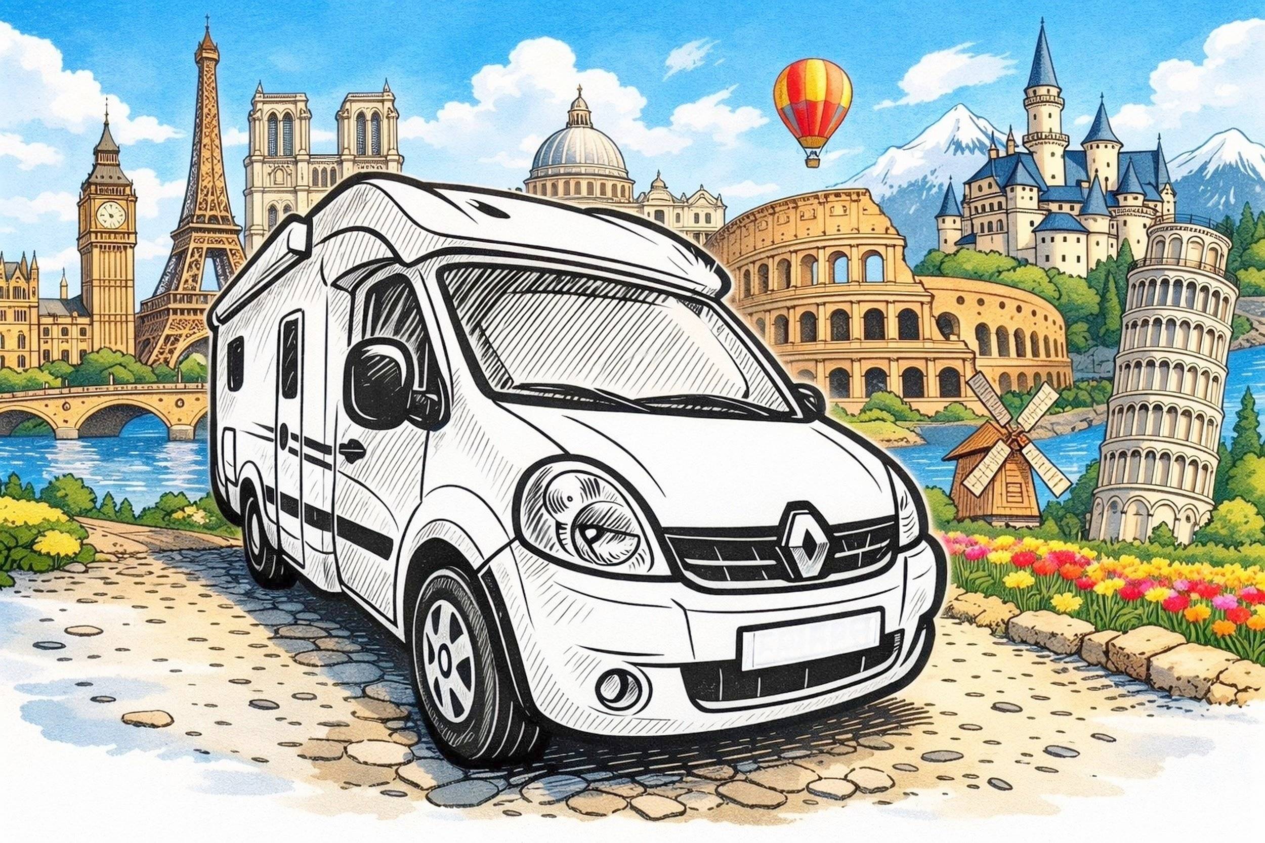 Vue avant de 3/4 Renault Renault master 3.0l DCI 140CV - Yescapa